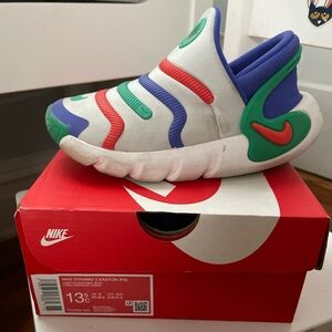 Nike Kids Dynamo Free Sneakers - White, Green, Blue, Red